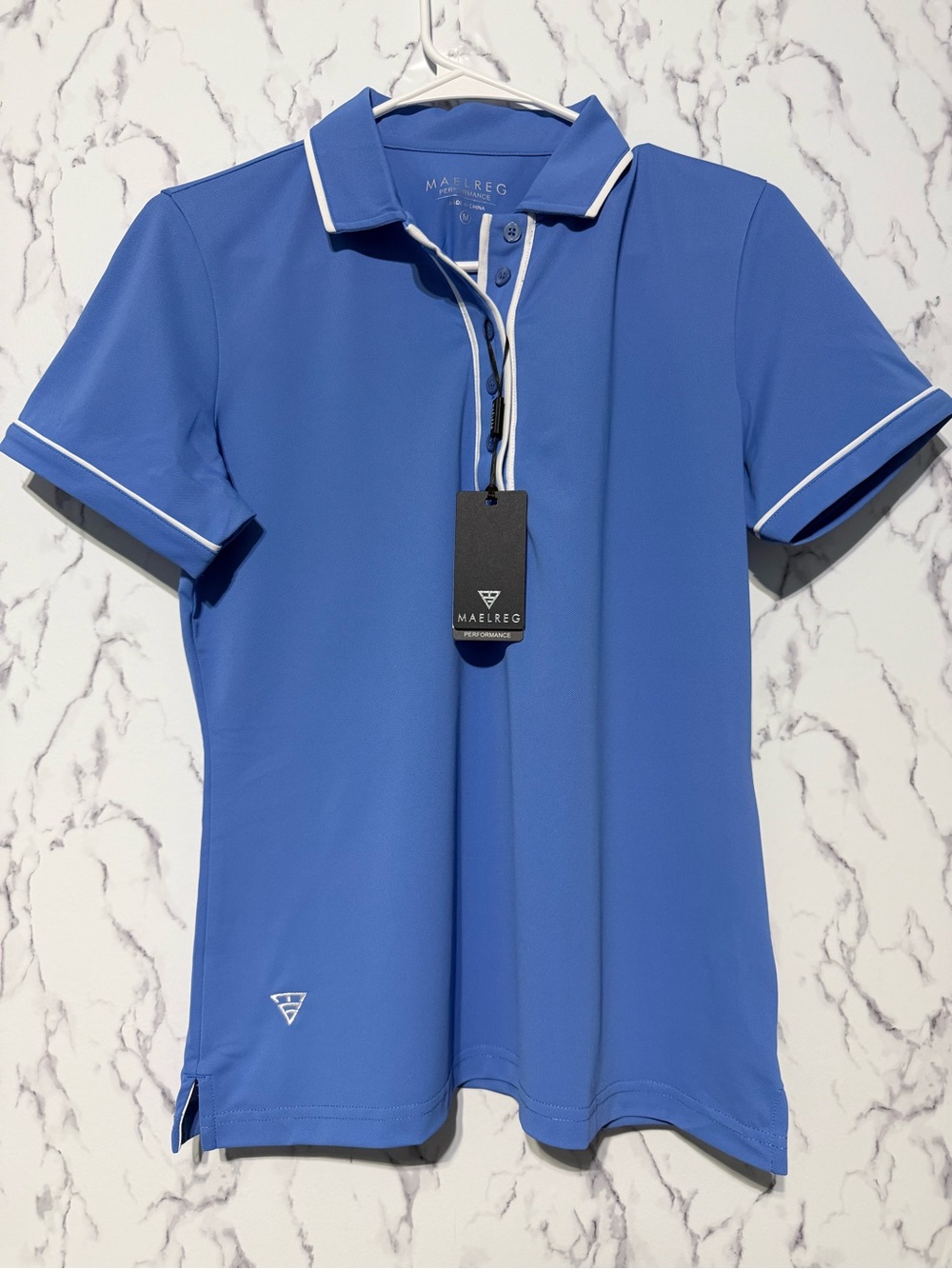 Maelreg Women’s Golf Polo Shirt Medium Haze Blue UPF 30+ NWT